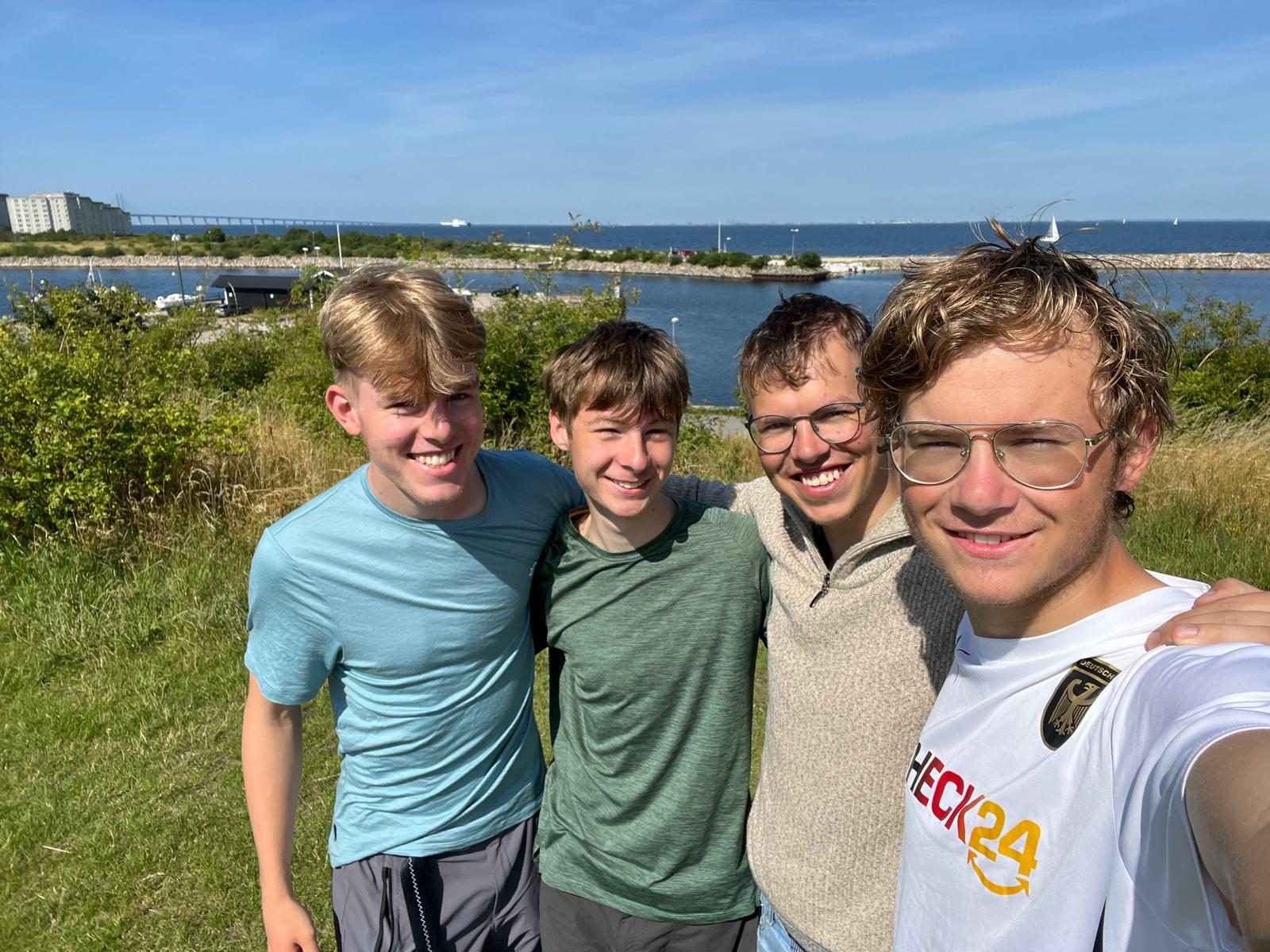 Johannes with his brother and two friends in Malmö